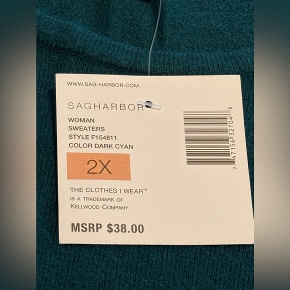 Sag Harbor plus size women’s 2X acrylic sweater dark cyan green pullover NWT New - Picture 9 of 14